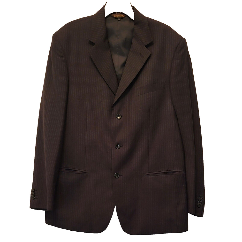 Keneli Suit Jacket and Vest Men's Gray Pinstripe Size 46L Designed Italy
